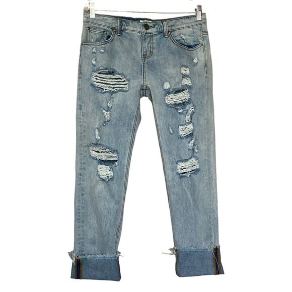 One Teaspoon Awesome Baggies Relaxed Jeans Free Love Ripped Destroyed Size 29 - Picture 1 of 16